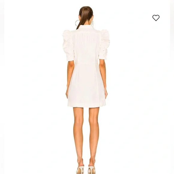 FRAME Gillian Button-Front Puffed Sleeve Mini Dress - Picture 4 of 7